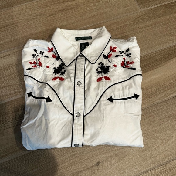 Beautiful Ralph Lauren Western Snap buttons shirt beaded size L cowboy shirt - Picture 7 of 13